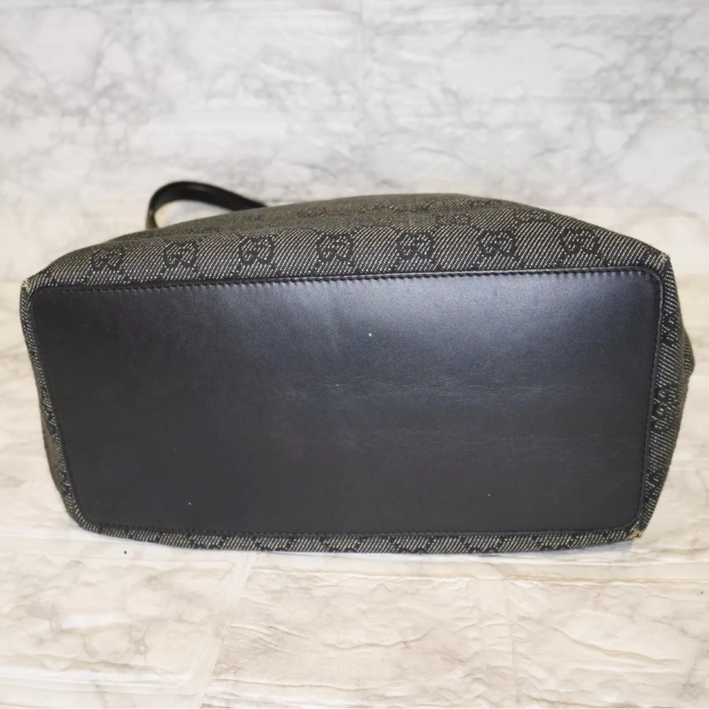 Gucci Black Denim Canvas GG Monogram Tote Bag - Picture 3 of 13